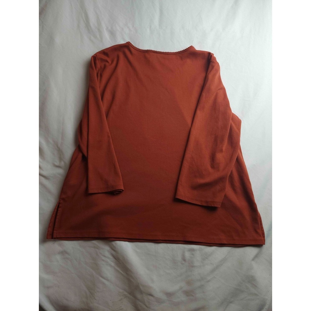 Alfred Dunner Knit Shirt Womens Size MP Orange Jersey Autumn Cabincore Hygge - Picture 5 of 6